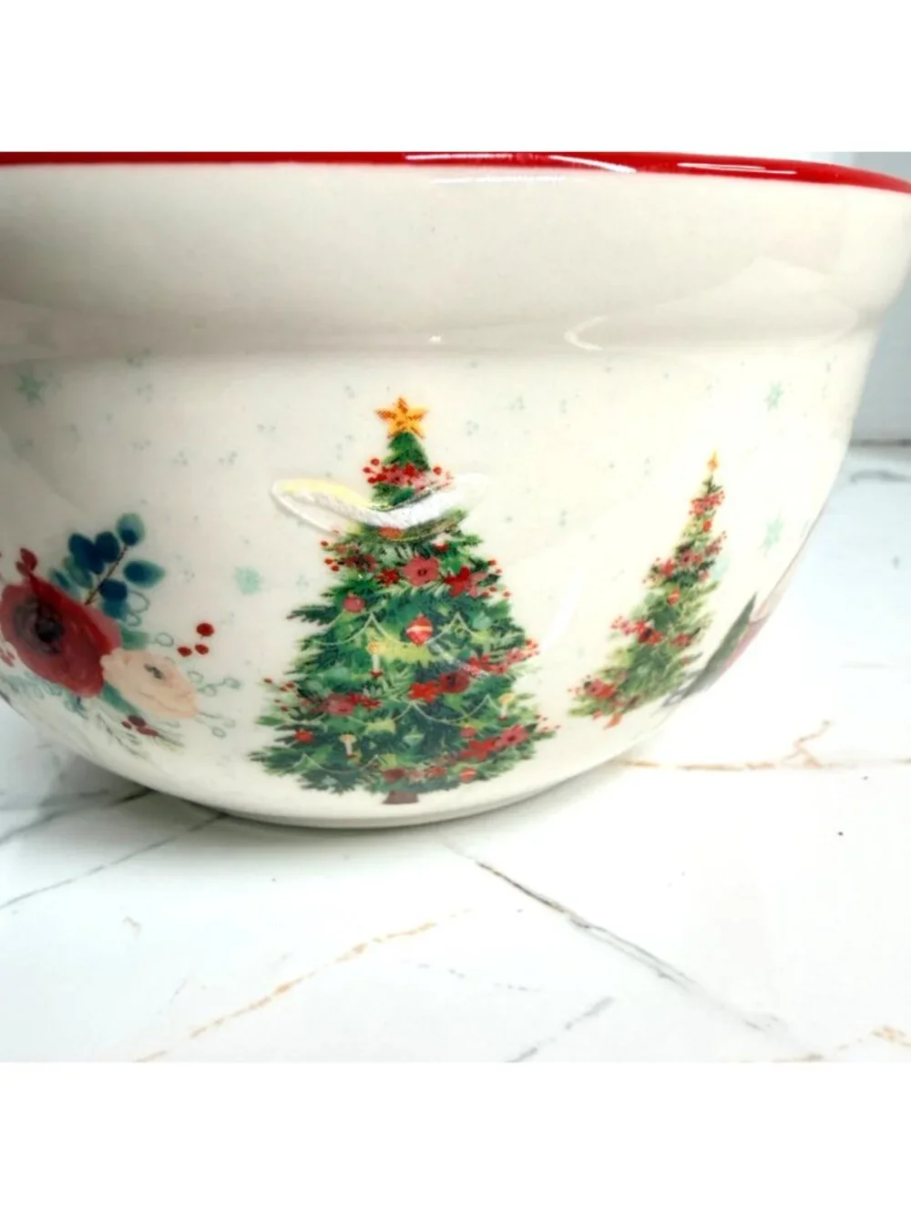 Pioneer Woman Wishful Winter Christmas Ceramic Mixing Bowl with Spout, small